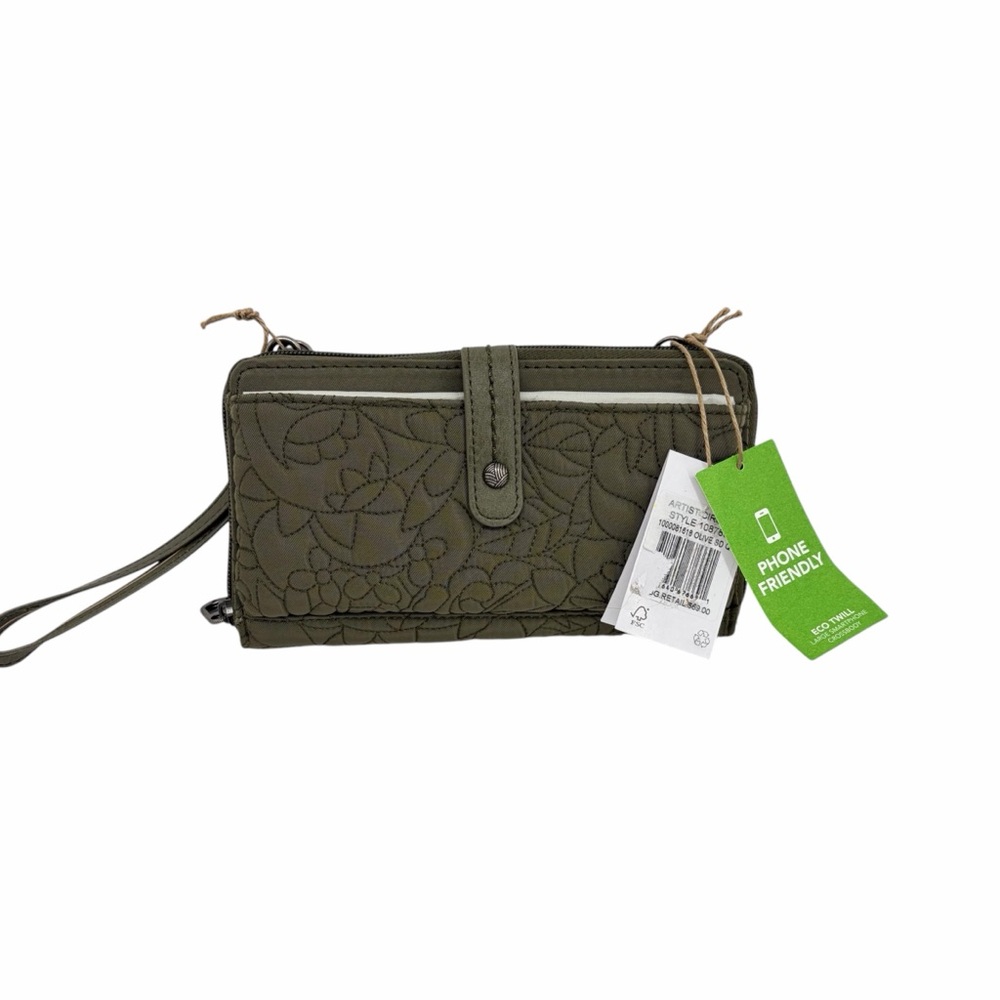 Olive Green Quilted Smartphone Crossbody  Wristlet